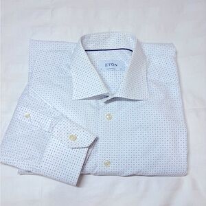 Eton Men's White and Blue Dress Shirt 40 15 3/4